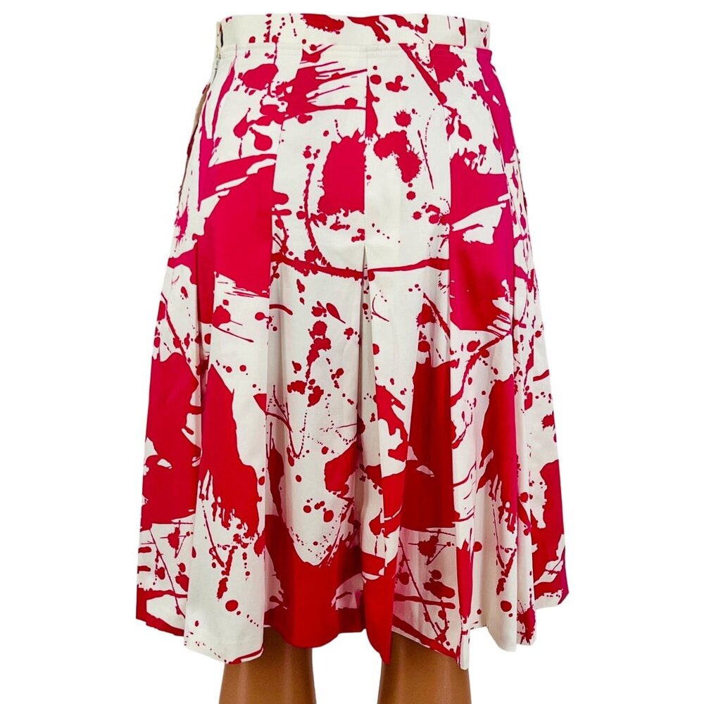 Calvin Klein Pink & White Paint Splatter Pleated A-Line Skirt - Picture 6 of 16